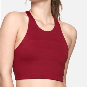 Outdoor Voices Tech Sweat Crop In Cranberry- XS